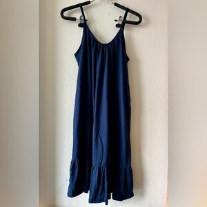 Bobi Dark Navy Ruffle Hem Dress